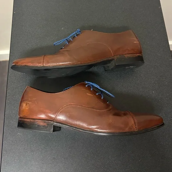 Salvatore Ferragamo Brown Leather Cap Toe Oxford Dress Shoes Mens 9 2E